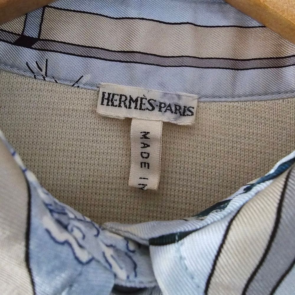 Hermes Margiela Winter Skiers & Holly Silk Wool Blend Polo Style Sweater Size S - Picture 2 of 12
